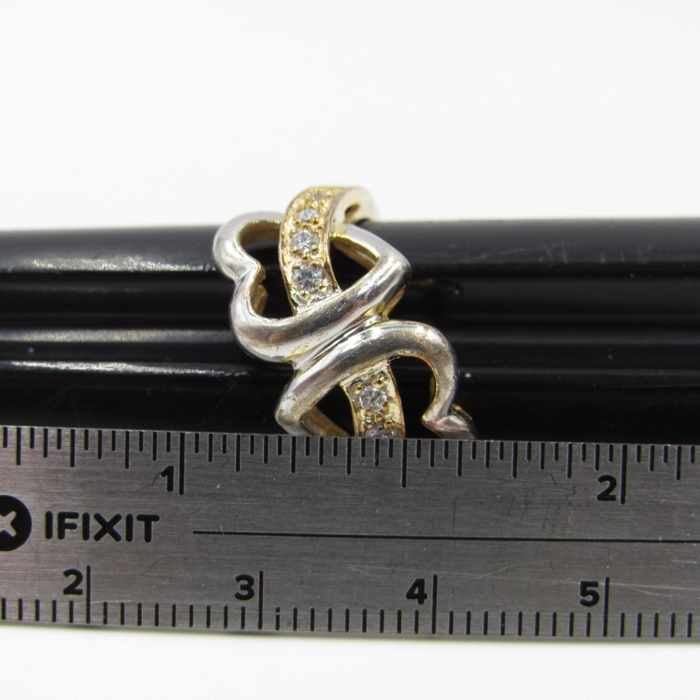 Vintage Size 6 Sterling CZ Diamond Heart Ring - Picture 7 of 8